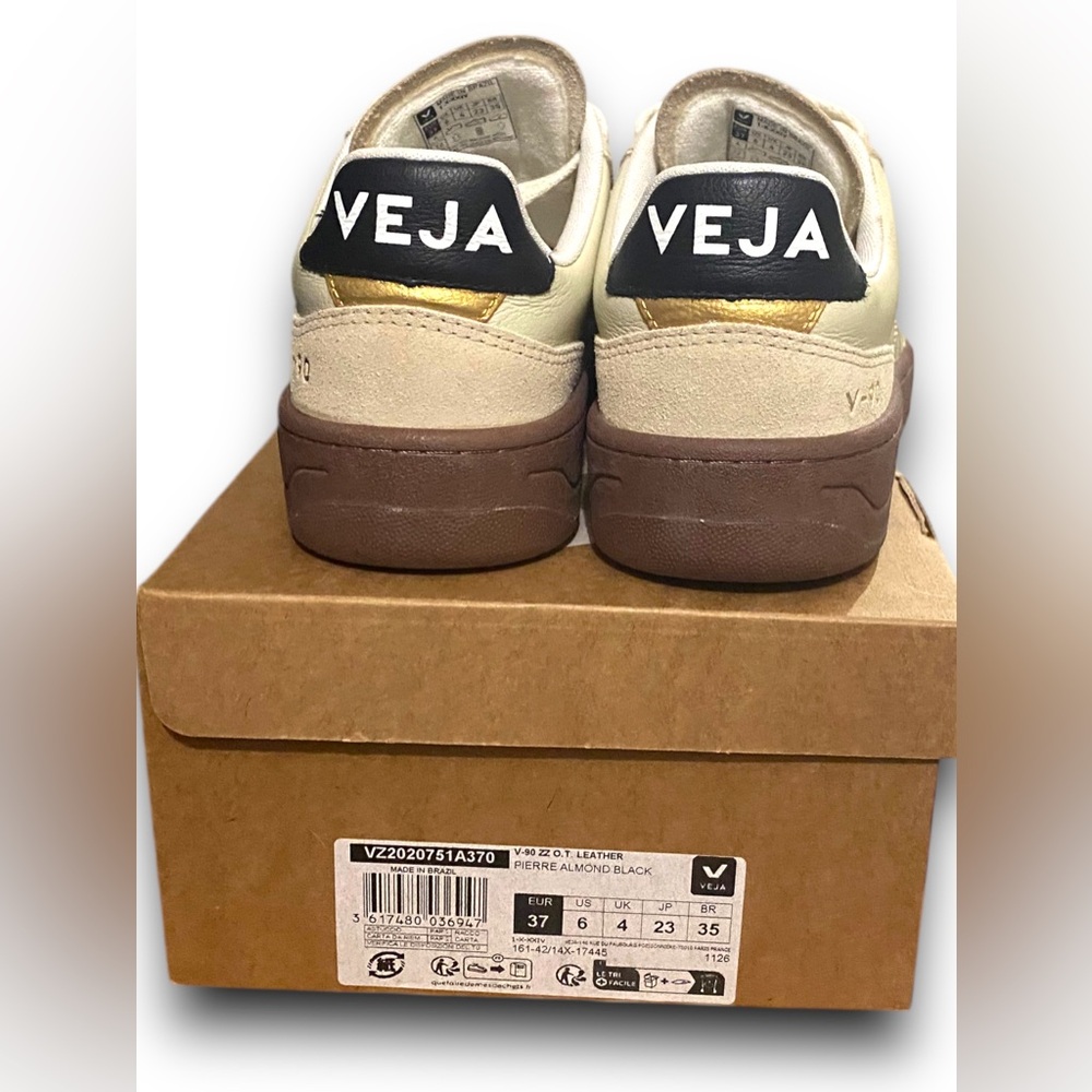 Women’s Veja V-90 ZZ Gold and Neutral Sneaker